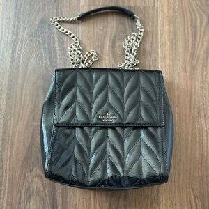 Kate Spade New York black patent leather backpack